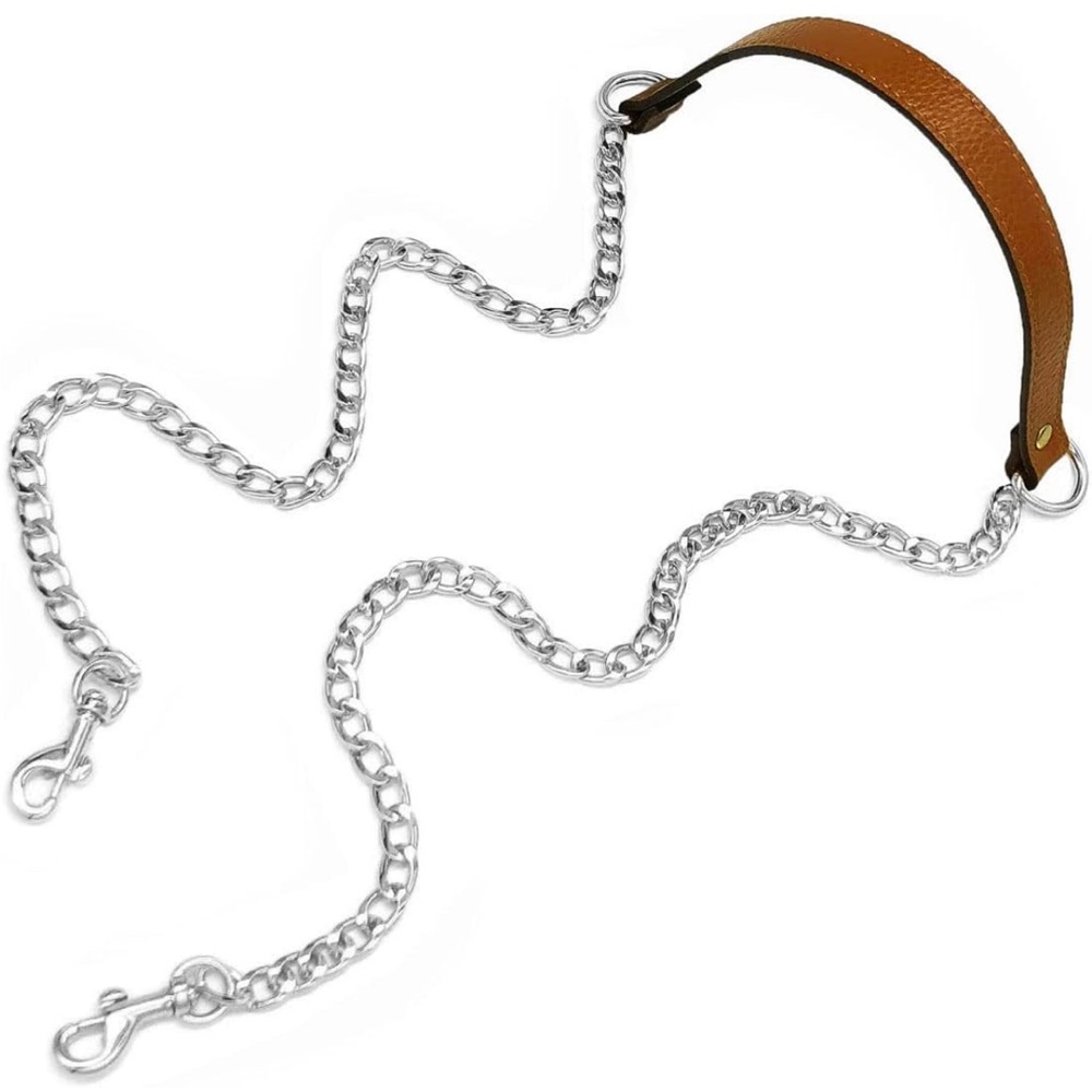 Brown Leather and Silver Chain Bag Replacement Strap